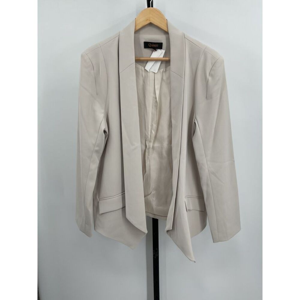 Quince Women's Stretch Crepe Open Blazer Sand Gray M